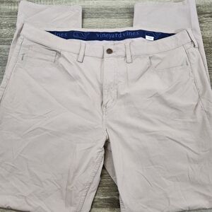 Vineyard Vines Performance Chino Pants Men's 40x32 Beige Flat Front Nylon Cotton